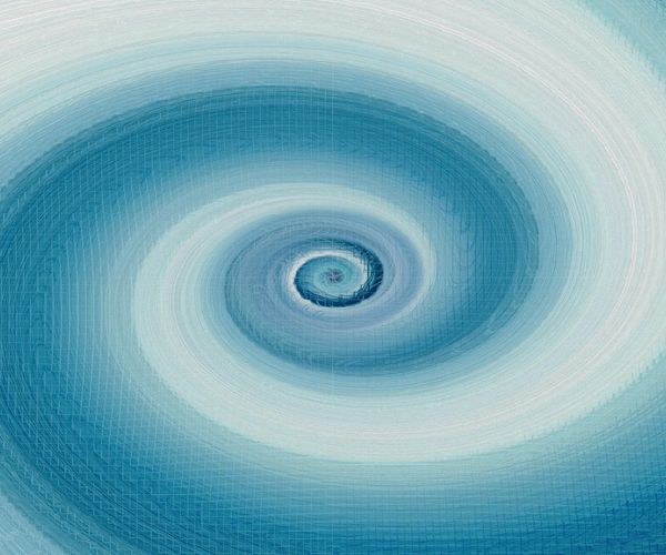 Abstract blue neon circles representing harmony and waves
